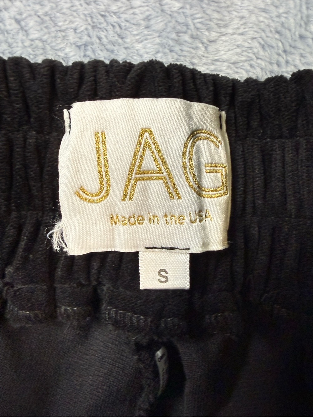 Jag Jeans Black Elastic Waist Pants with Gold Logo Velveteen #3209